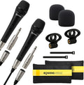 Bowens Dynamic Microphone 2-Pack – Wired Handheld XLR Mics with 15ft Cables Professional Vocal Microphones for Singing Karaoke Podcasting PA Systems and Studio Recording Microfono