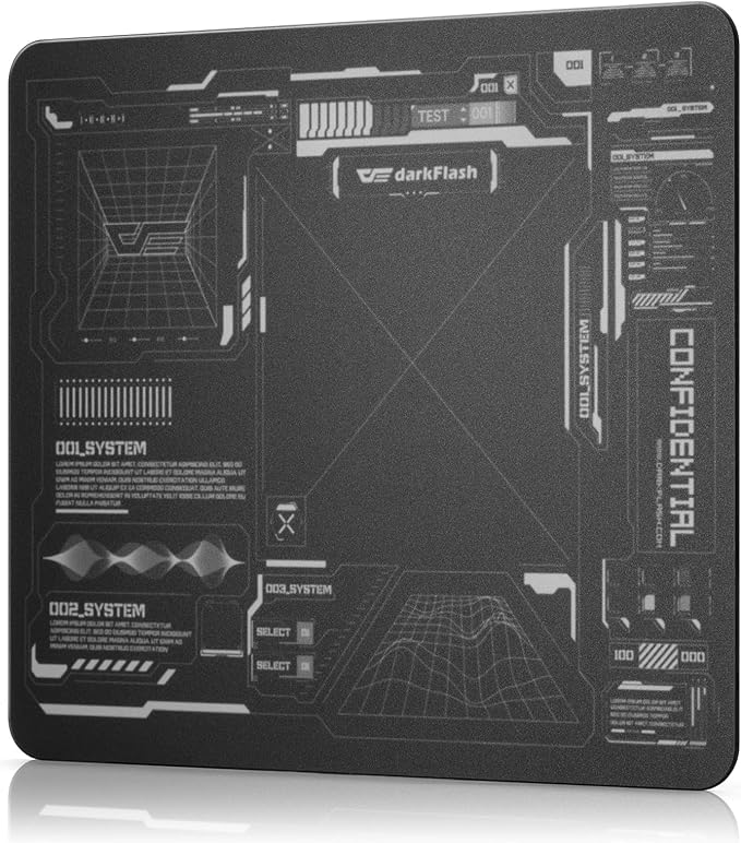 darkFlash Glass Mouse Pad 11.8×10.2 Inch Ultra-Smooth Tempered Surface Precision Tracking Anti-Slip Rubber Base Durable Etched Finish Ideal for Gaming &amp Work(DMP300)