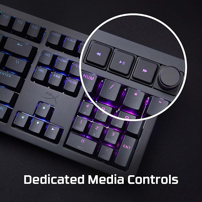 HyperX Alloy Rise – Hot-Swappable Mechanical Gaming Keyboard PC Ambient Light Sensor Gasket Mounted HyperX Linear Switches