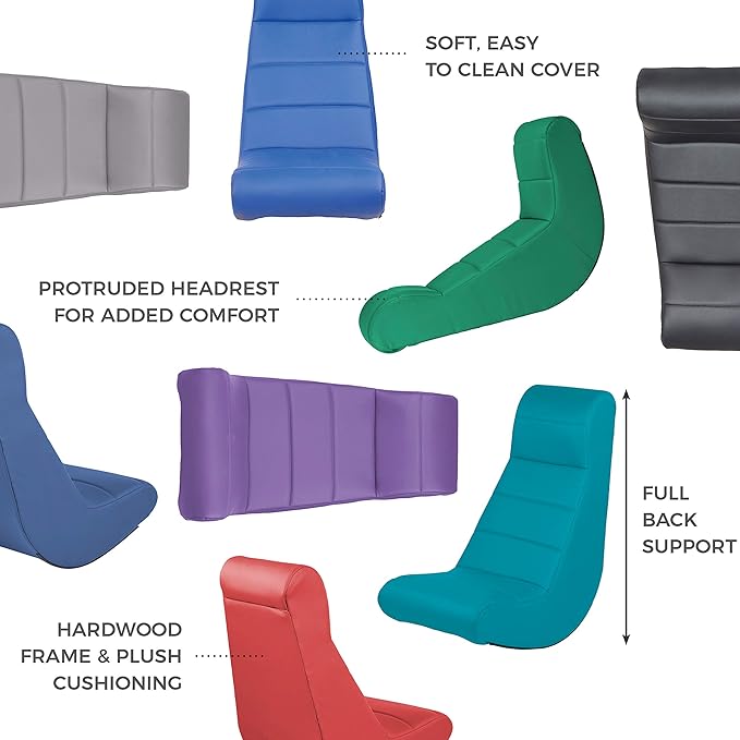 Factory Direct Partners Soft Ergonomic Horizontal Soft Floor Video Rocker - Cushioned Ground Chair Great for Reading Gaming or Watching TV for Kids Teens and Adults - Gray 10489-GY