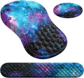 HAOCOO Ergonomic Mouse Pad with Wrist Rest Keyboard Wrist Rest Pad 3 PCS Computer Mouse Pad Sets for Desk Memory Foam Mousepad with Wrist Support for Office Gaming Laptop Galaxy Purple