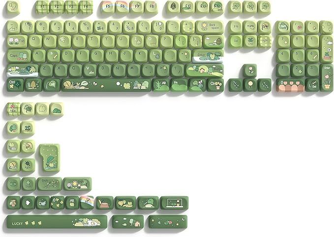 dagaladoo Matcha Green Frog Cute Keycap Set PBT Custom Keyboard caps 60% 75% 100%dye SublimationMOA Profile keycaps for Mechanical Keyboard Compatible with ANSI/ISOTKL Full-Sized Layout