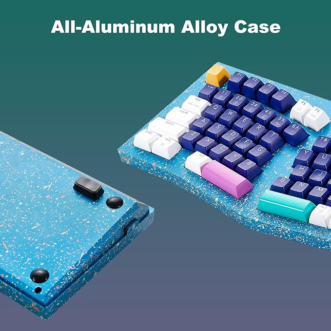 Hexgears F2 - Aluminum Custom Mechanical Keyboard Split Alice 83 Key Layout Ergonomic Keyboard Hot Swappable Creamy Linear Switch BT5.0/2.4GHz/USB-C RGB Backlit for Win/Mac (Color Blue)