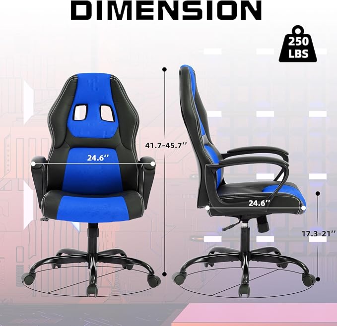 MKDLUFEI Video Game ChairErgonomic Office Chair Desk Chair and Lumbar Support PU Leather Recliner with HeadrestHeight Adjustable Computer Chair for Adults