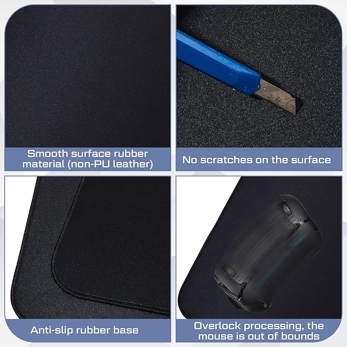 Amylove L Shaped Desk Mat Corner Mouse Pad Waterproof Large Rubber Corner Desk Mat for Office Home L Shaped Curved Keyboard Pad Gaming Setup Computer Protection Supplies 36.2 Inches(Black)
