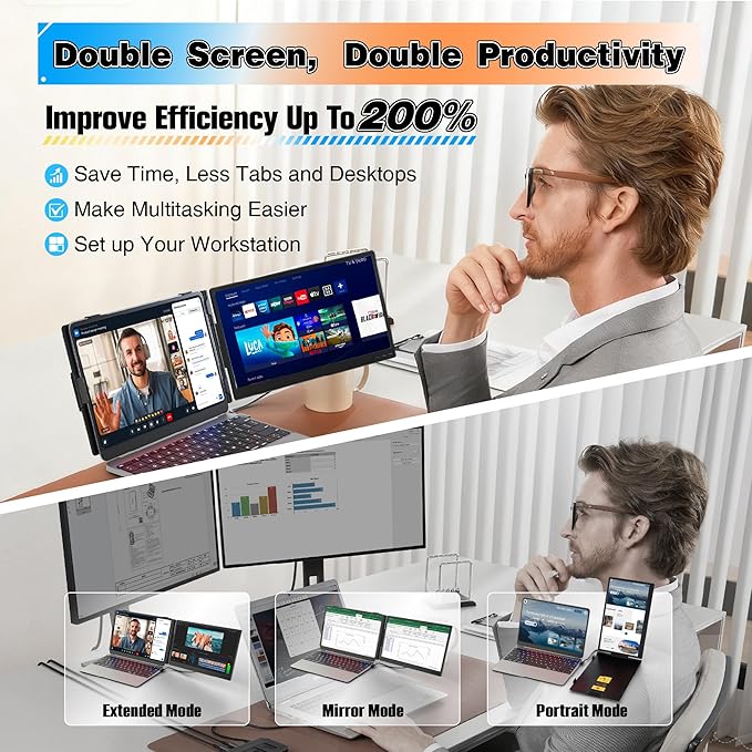 Laptop Screen Extender 14 Ultra Thin 0.27'' FHD 1080P Portable Monitor for Laptop 13-17.3 Plug n Play Extra Monitor Extender Eye Care Second Screen for MacBook/Windows/Android/Switch/PS5