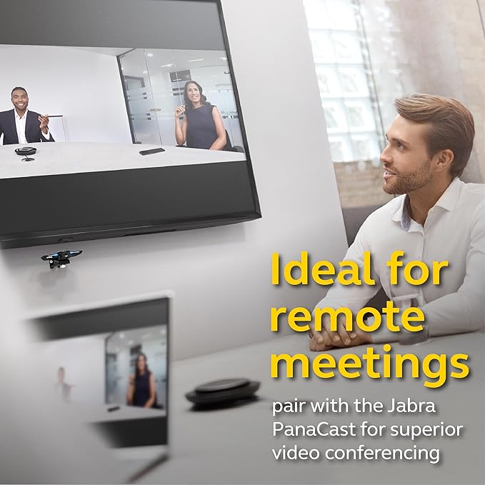 Jabra Speak 750 UC Wireless Bluetooth Speakerphone with Link 370 USB Adapter – Portable Conference Speaker for Holding Meetings Anywhere with Premium Audio - Certified for Zoom &amp Google Meet