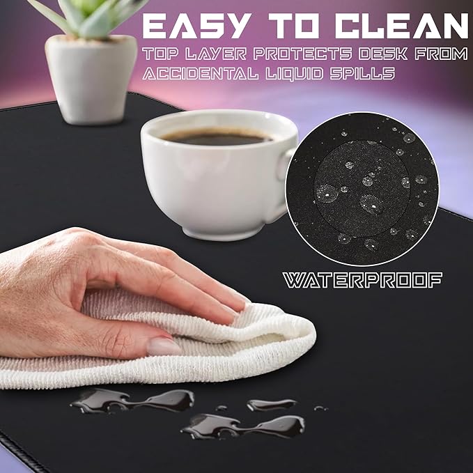 3XL Extended Gaming Mouse Pad/Mat 46x20(Stealth) - Large &amp Wide Desk Cloth Mousepad - Stitched/Water Proof/Non Slip Base