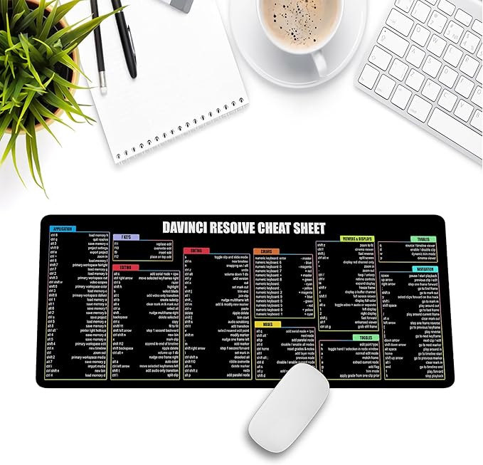 Davinci Resolve Windows Shortcuts &amp Cheat Sheet Mouse Mat Quick Reference for Video Editors Creators Filmmakers – Essential Computer Accessories for Study Work and Reference Purposes KMH