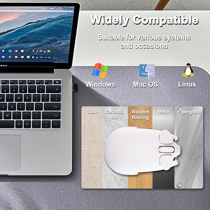 Wireless Bluetooth Mouse Cute Animal Pig Shape 2.4G &amp Bluetooth Dual Mode Computer Mice with USB Receiver Portable Compact 1200DPI Optical Cordless Mouse for Laptop iPad PC Chromebook Kids Gift(Wh