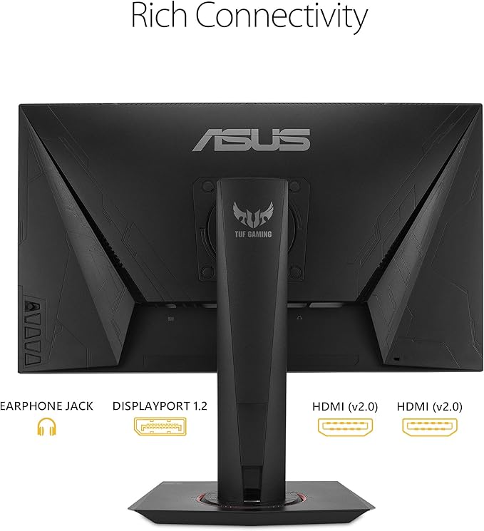 ASUS TUF Gaming VG259QM 24.5” Monitor 1080P Full HD (1920 x 1080) Fast IPS 280Hz G-SYNC Compatible Extreme Low Motion Blur Sync1ms DisplayHDR 400 Eye Care DisplayPort HDMI Black