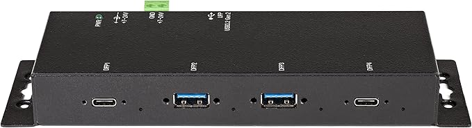 StarTech.com 4 Port USB C Hub 10Gbps - Metal Industrial USB-C Hub - 2X USB-C &amp 2X USB-A - ESD Surge Protection - USB-C or USB-A Host - Self-Powered Mountable USB 3.2 Gen 2 Type-C Hub TAA