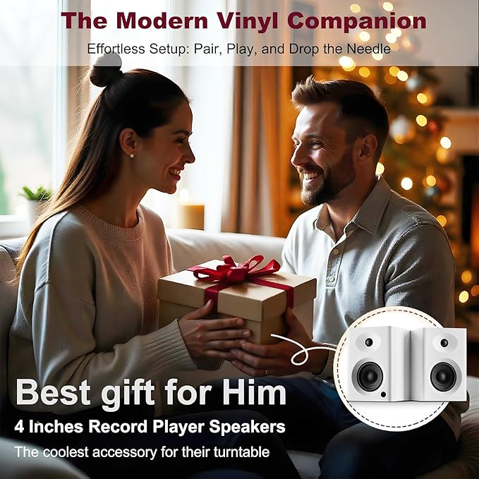 Desktop Speakers for PC Bookshelf Speakers with Clear Highs &amp Punchy Bass - 4 Woofer 80W Peak HiFi Audio for Monitor Home Theater Sound System and Computer White Pair