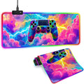 XL Led Gaming Mouse Pad with 14 Light Modes - Light Up Gamer Mouse Pad31.5 x 11.8in Non-Slip Gamepad Style RGB Large Gamer MousepadBlack Long Glowing Gaming Accessories for DeskWaterproof
