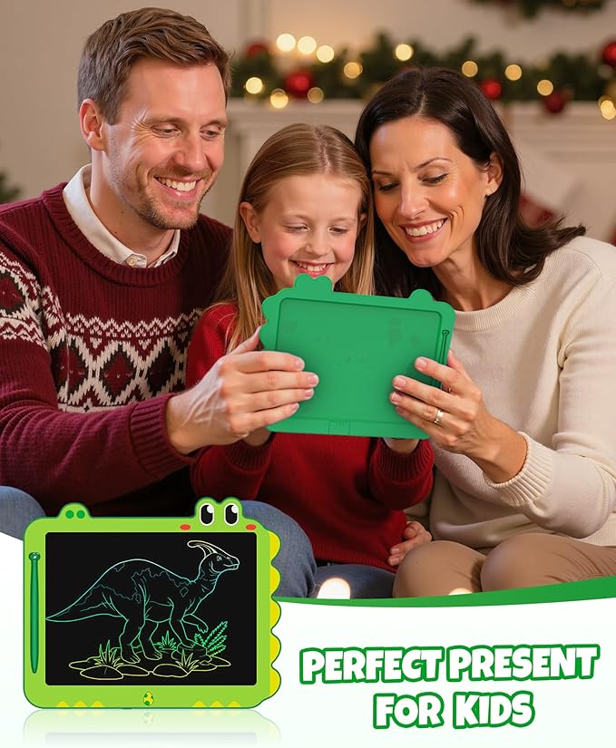 ORSEN 12 Inch LCD Doodle Board Tablet Toy - Green Dinosaur Drawing Pad for Kids 3-6 Years Old - Christmas and Birthday Gifts