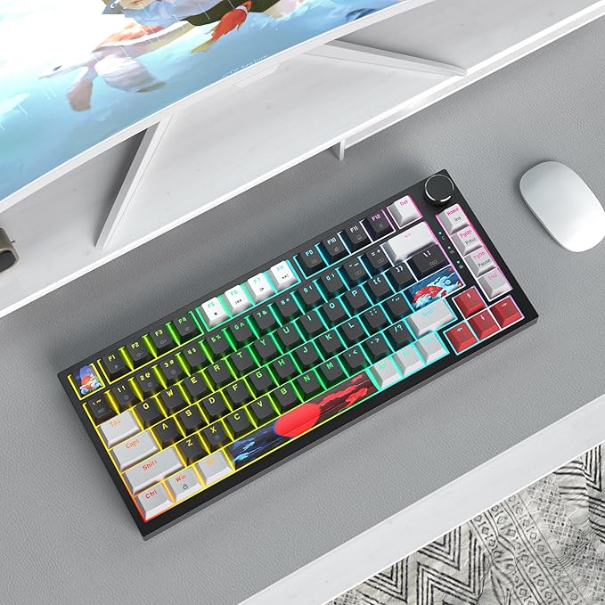 75% Mechanical Gasket Mount TKL Gaming Keyboard - Wired Custom Hot Swappable RGB Backlit for PC &amp Laptop Gamers (Black)