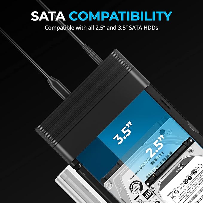 SABRENT USB-C Lay Flat Docking Station – NVMe M.2 + SATA 2.5”/3.5” SSD/HDD Enclosure 10Gbps Tool-Free Offline Clone Function USB 3.2 Type-C for Windows Mac Linux (DS-UFNC)