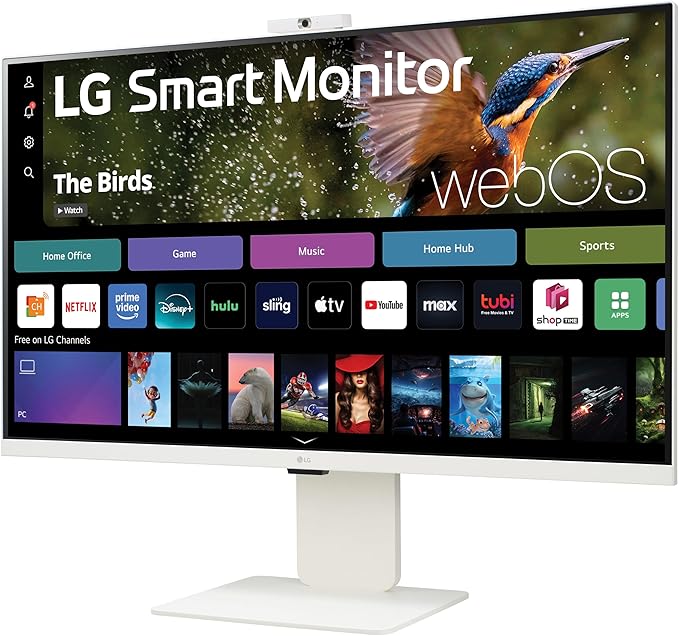LG 32SR85U-W Smart Monitor 32-inch 4K UHD (3840x2160) IPS Display webOS 23 USB Type-C 90W PD Built-in FHD Webcam &amp Speaker HDR 10 AirPlay 2 Screen Share Bluetooth White