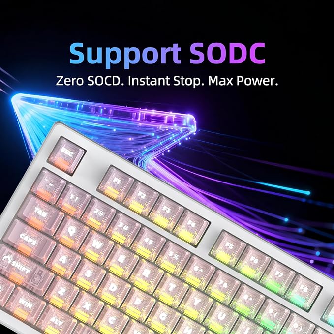 FE87 V2 Wired Mechanical Keyboard Dual 8KHZ Polling Rate Support SODC/Latency As 0.125MS/ARGBHot Swappable Gasket Sturcture Gaming Keyboard (White/White Snake Switch)