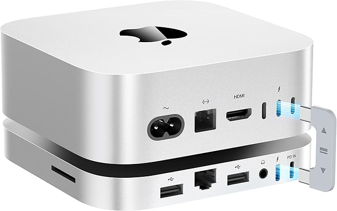 Mate Mini-A 80Gbps Mac mini M4 Dock &amp Stand Dual PCIex2 SSD Slot Max 16TB Expansion PD3.0 Port SD4.0 Card Reader 2.5G LAN 2*USB-A 5Gbps for Laptops/Desktop PC/Mini PC