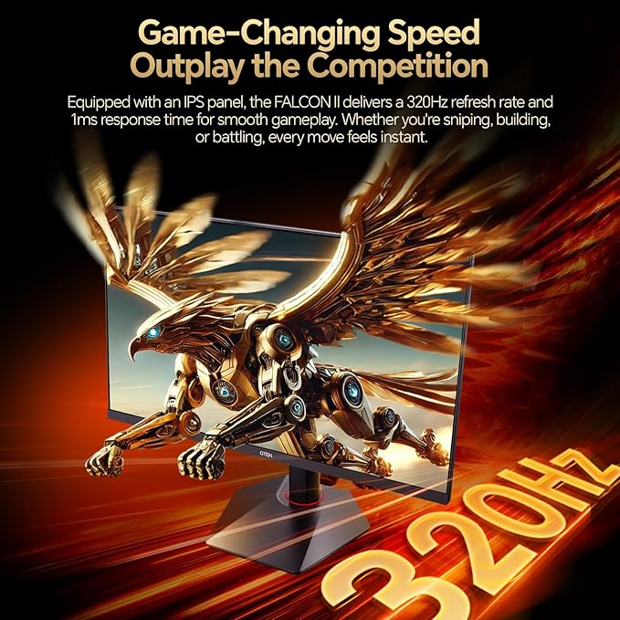GTek 27 inch 320Hz 300Hz Gaming Monitor Frameless 2K QHD 2560X1440P Fast IPS Computer Monitor 1ms MPRT FreeSync 95% DCI-P3 HDR 400DisplayPort/HDMI Height Adjustable- Q2732P