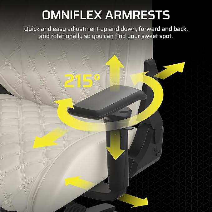 Corsair TC500 Luxe Gaming Chair – Premium Breathable Fabric – Wide Seat – Five-Way Adjustable Armrests – Adjustable Built-in Lumbar Support – 90-135 Degree Recline – Frost