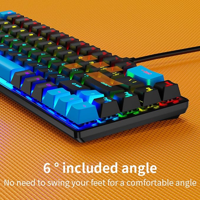 Vikye Mechanical Gaming Keyboard RGB Backlight Compact 68 Keys Mini Wired Office Keyboard with Blue Switch Suitable for Windows for Android PC Laptop (Black