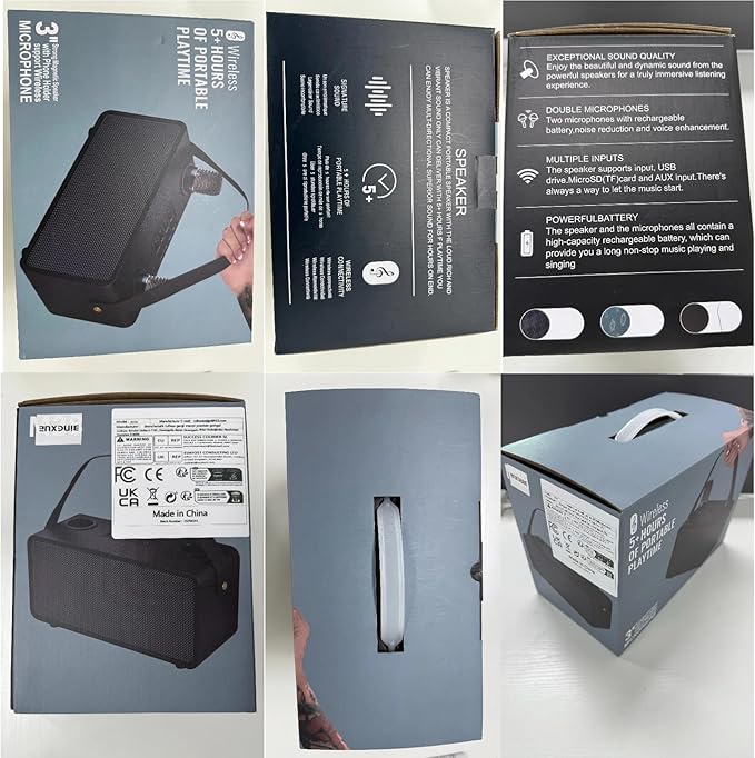 Karaoke Machine for Adults &amp Kids Portable Bluetooth Speaker with 2 Wireless Karaoke Microphones PA System with Echo Adjustment Support Bass/FM/USB/TF for Home Party