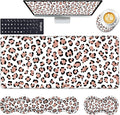 Keyboard Wrist Rest and Mouse Pad with Wrist Support Set Ergonomic CoasterMemory FoamEasy Typing Pain ReliefLarge XL Desk Mat 31.5x 11.8Leopard Print