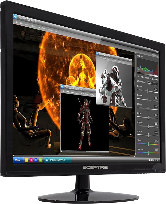 Sceptre 24-inch FHD LED Gaming Monitor 2X HDMI VGA 75Hz Build-in Speakers Machine Black