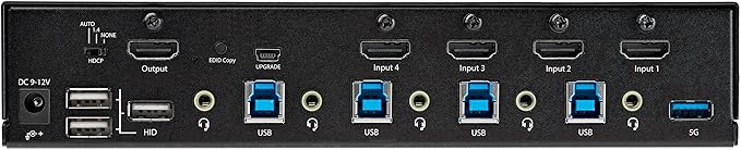 StarTech.com 4 Port HDMI KVM Switch - Single Monitor 4K 60Hz Ultra HD HDR - Desktop HDMI 2.0 KVM Switch with 2 Port USB 3.0 Hub (5Gbps) and 4X USB 2.0 HID Audio - Hotkey Switching - TAA