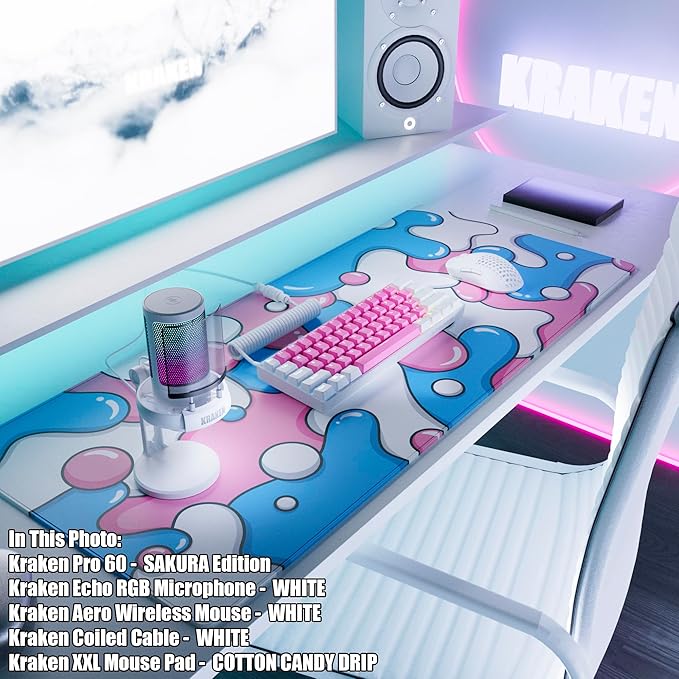 Kraken Gaming Mouse Pad Large Cotton Candy XXL Mouse Pad for Gaming - Desk Mat for Keyboard - Thick Artisan Mousepad for Desk (Cotton Candy Drip)