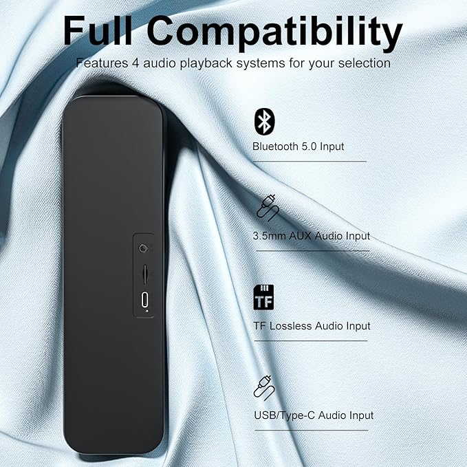 Computer Speakers for Desktop PCRechargeable Bluetooth SpeakerSmall Computer Soundbar with Stereo &amp Bass3.5mm Aux-inTF PortLoud Volume for Web ConferencesTeacherMusic (Black)