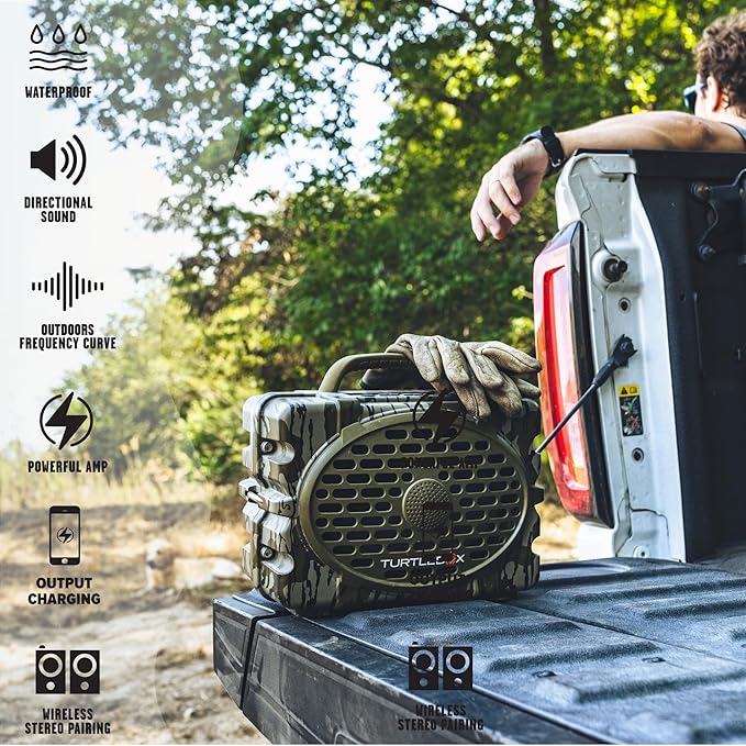 Turtlebox Gen 2: Loud! Outdoor Portable Bluetooth 5.0 Speaker | Rugged IP67 Waterproof Impact Resistant &amp Dustproof (Mossy Oak (Bottomland) Mossy Oak (Bottomland))