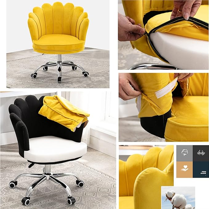 Velvet Dresser Chair Ergonomic Office Game Chairs Bedroom Swivel Recliner Chair with Adjustable Sit Height Home Chair Living Room for Gaming