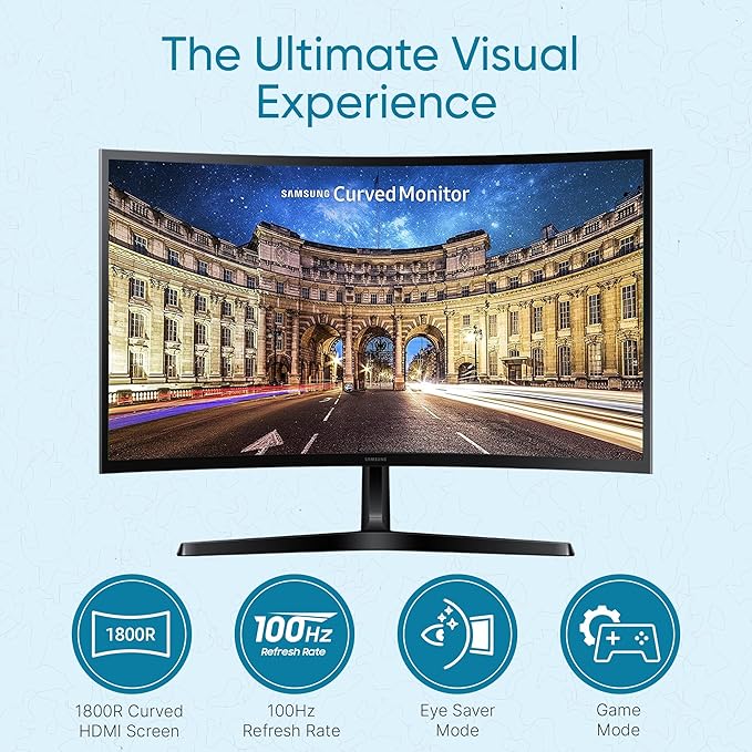 Samsung S36GD 27 Curved Monitor – LCD FHD 16:9 1920x1080 HDMI VGA VESA Eye Saver &amp Flicker-Free Tech – Boomph's Comprehensive Ultimate Performance Cloth Solution for Your Workspace