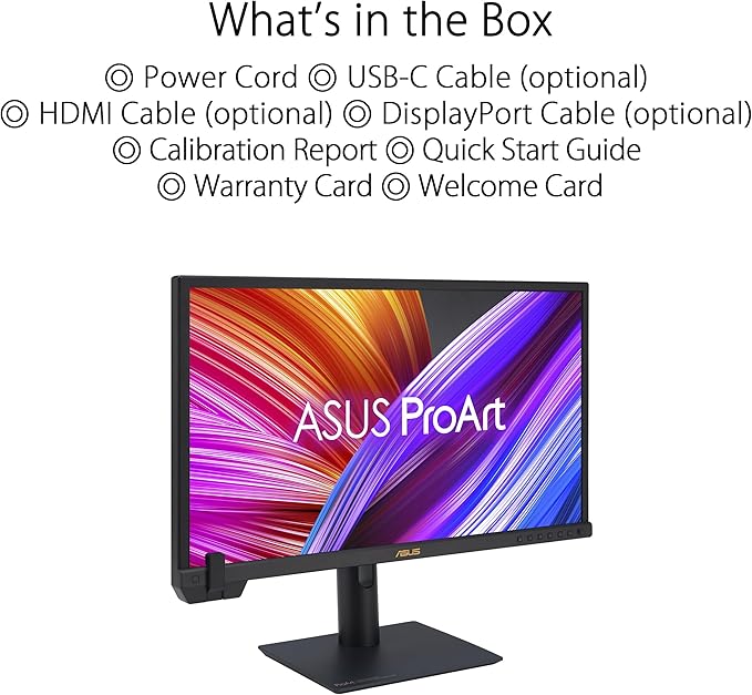 ASUS ProArt Display 24” 4K 12G-SDI HLG Professional Monitor (PA24US) - IPS UHD (3840 x 2160) 99% Adobe RGB 95% DCI-P3 ΔE &lt 1 USB-C Built-in Motorized Colorimeter Calman Ready 3 Year Warrant