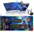 TopMade Wireless Charging Mouse Pad RGB Gaming Mousepad 35.4 x 15.8 Extra Large Waterproof Keyboard Desk Pad Computer Desk Mat Blue Nebula (Includes 20W PD Power Adapter &amp 6.56ft Woven Cable