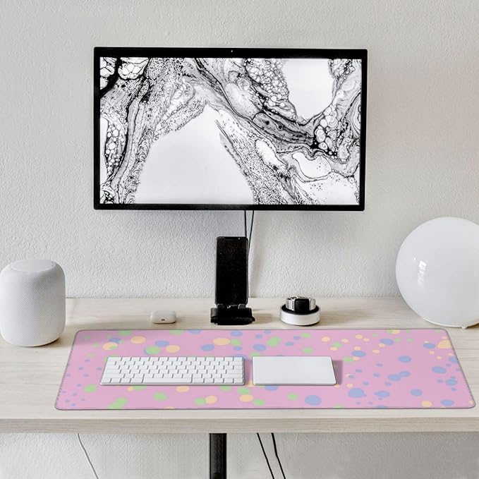 Colorful Polka Dots Large Gaming Mouse Pad 35.5 X 16 Inch Extended Desk Mat for Keyboard and Mouse Waterproof Computer Mousepad with Stitched Edges &amp Non-Slip Base