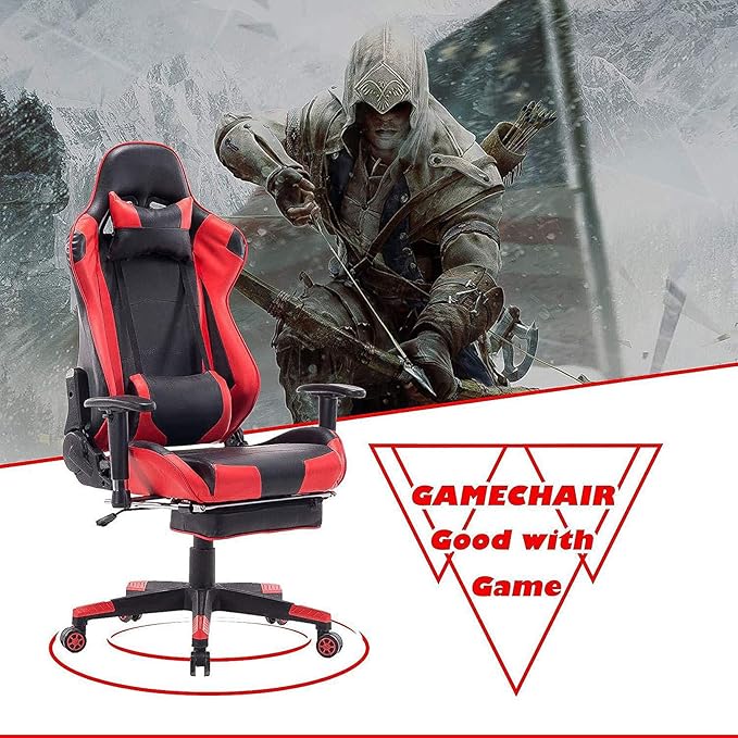 Home Ergonomic Office Chair Ergonomic Computer Chair with Adjustable Height Gaming Chair High Back Adjustable Swivel Video Game Chair with Footrest and Headrest