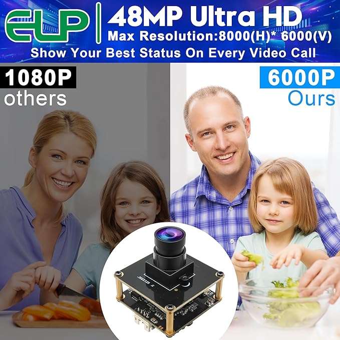 ELP 48MP USB Camera Module for Wide Angle PC &amp 3D Printer Monitoring - Laser Engraver &amp Security Camera - Jetson Nano &amp RaspberryPi Compatible