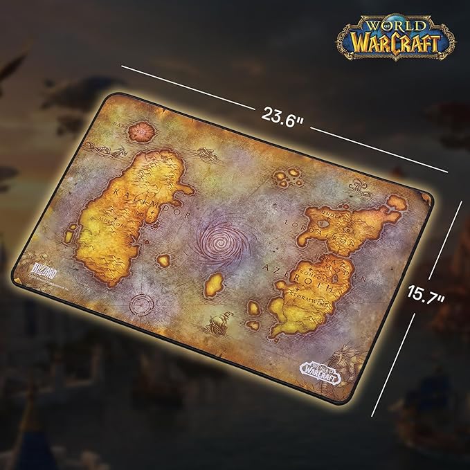 Blizzard Gaming Mouse Pad XXL Desktop Keyboard Mat Wow Themed Symbol Cloth Cover with Stitched Edge Smooth Tracking &amp Stability Never-Slip Rubber 23.6 * 15.7in (Yellow)