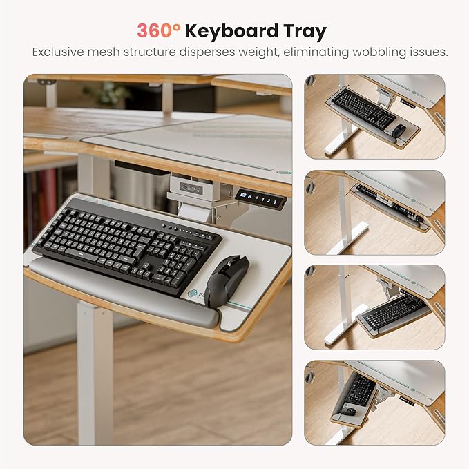 EUREKA ERGONOMIC Solid Wood Top Gaming Desk with Keyboard Tray 72 Wing Shaped Music Studio Table with LED Shelves Heavy Duty Gaming Recording Live Stream Desk Cable Slot Design