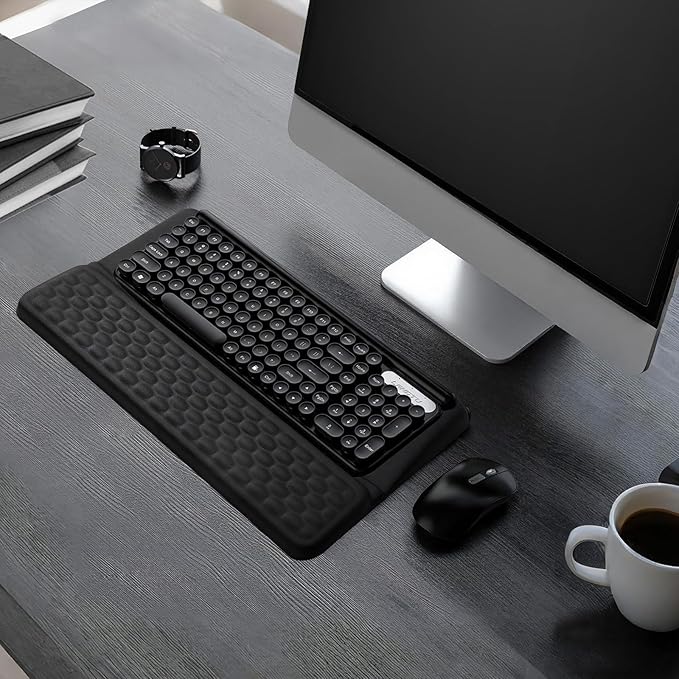 Computer Keyboard Stand with Wrist Rest Ergonomic Keyboard Pad with Wrist Support Keyboard Riser &amp Soft Memory Foam Cushion 43cm Arm Rest Desk Accessories for OfficeHome (Black)