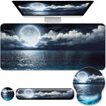 Desk Mat Set + Keyboard and Mouse Pad with Wrist Rest Support4-in-1 Large Mousepad Computer Mats for Desktop Home &amp Office-Night Moon