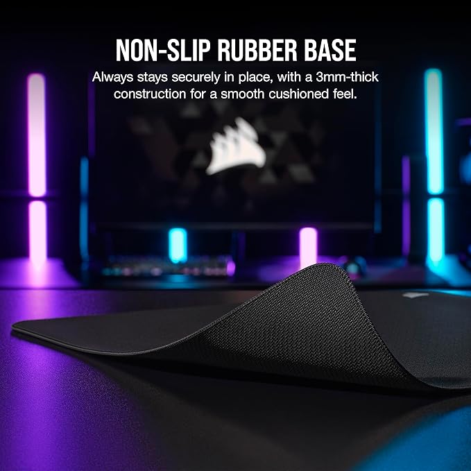 Corsair MM500 v2 Hybrid Cloth Gaming Large Mouse Pad – 45cm x 40cm – Spill-Proof Coating – Anti-Fray Stitched Edges – Non-Slip Rubber Base – Black