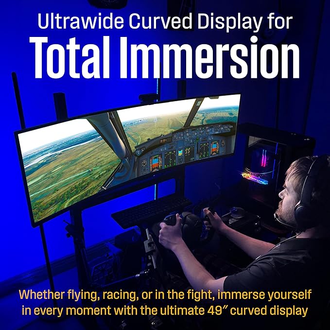 Westinghouse 49 Inch Curved Ultrawide QHD Gaming Monitor AMD FreeSync Premium Low Motion Blur R1800 Curve 5120x1440 for PC Games with Built in Speakers 2X DisplayPort 2X HDMI USB C