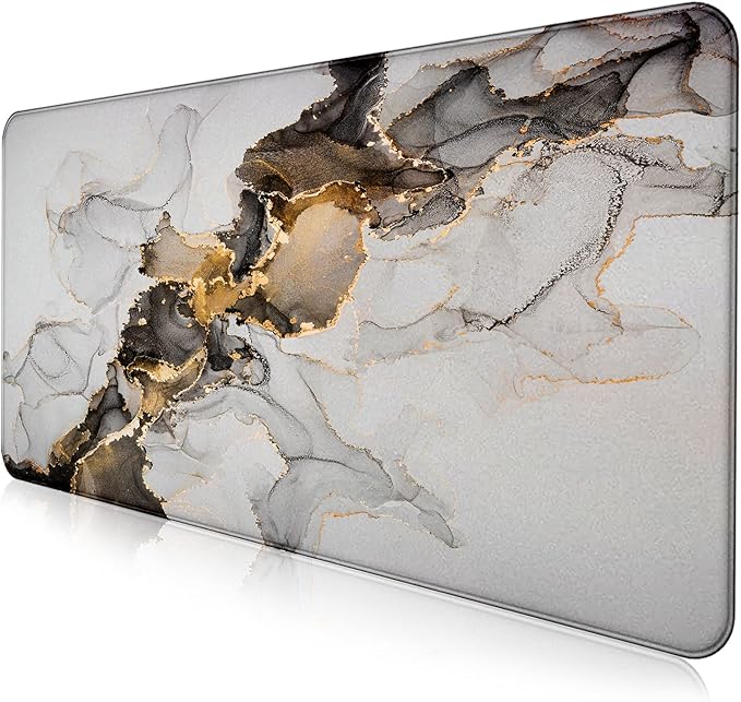 Large Extended Gaming Mouse Pad with Stitched Edges Non-Slip Waterproof Rubber Base Mouse Pad for Office Computer Keyboard Laptop and Home Desk Pad 35.4 x 15.7 x 0.12 Inch (Marbling)