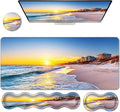 Ergonomic Keyboard Wrist Rest &amp Mouse Pad Wrist Rest SetXL Gaming Desk Mat 31.5x 11.8Non-Slip BaseMemory FoamEasy Typing Pain Relief for Office &amp HomeSunset with Beach Houses