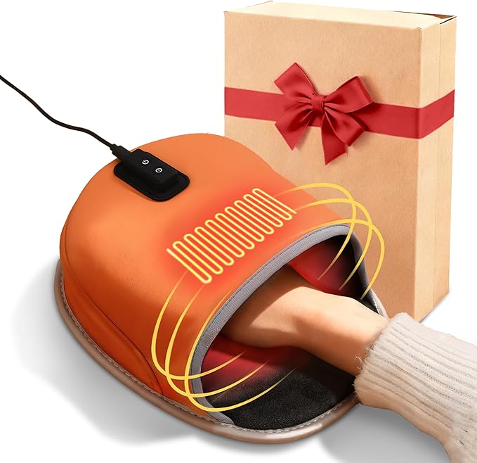 Heated Mouse Pad Hand Warmer 3-Temperature &amp Timer Dual-Sided Heating Hand Warmer Mouse Pad with Ergonomic Wrist Support Design Desk Warmer Universal Accessories for Computer Desk-Orange